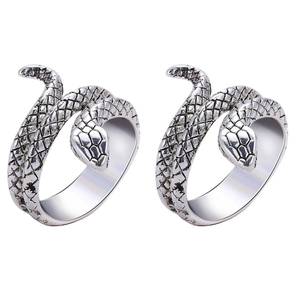 3 stk Stilige Slangeformede Justerbare Ringer Retro Kobra Ring Personlighet Fingerdekorasjon Fest Ring 2 pcs 5.45*1.73cm