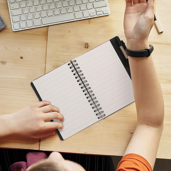 Spiral Notebook with Pen Holder and Sticky Tabs, 30-Page Pocket Notebook