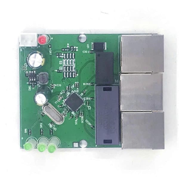 Snabb Switch Mini 3 Port Ethernet Switch 10 / 100mbps Nätverk Switch Hub Pcb Modul Kort för System