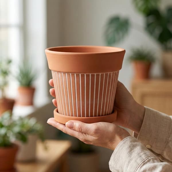 2-pakning 6-tommers terrakottapotter med drenering og skål