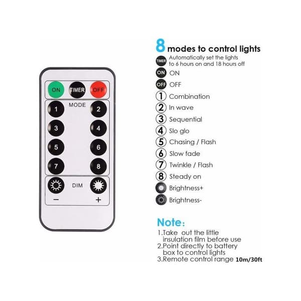 Wireless LED Parasol Lighting 8 Arms 130 cm - Remote Control, 8 Modes, Warm White, IP65 Waterproof, Battery Powered