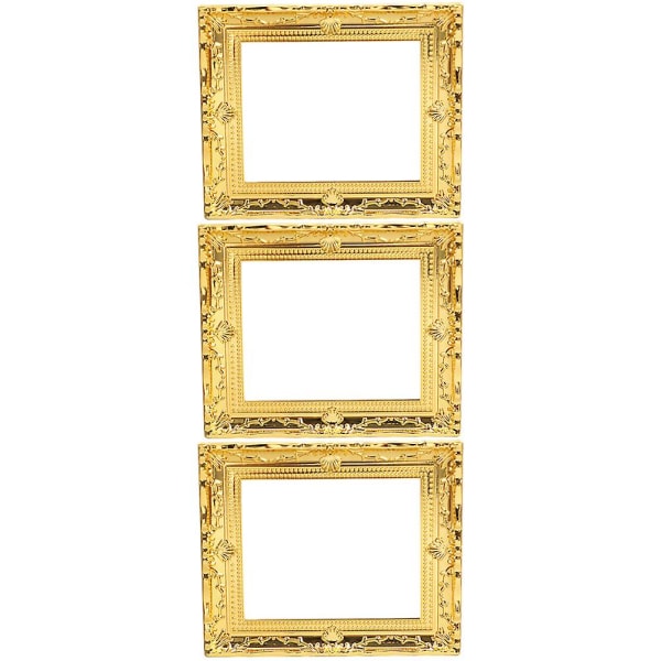 3 stk. Tiny House Billedrammer Miniature Rammer Mini Foto Ramme Ornamenter (1:12 Skala) Guld 7,7x6,5 cm Golden 7.7x6.5cm