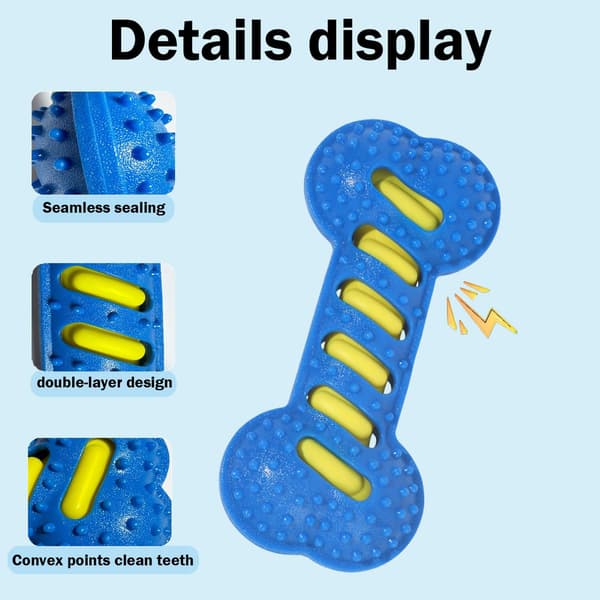 Interactive Squeaky Dog Chew Toy - Durable & Long-lasting TPR, Teeth Cleaning & Training Toy for Dogs (Blue) Blue Blue