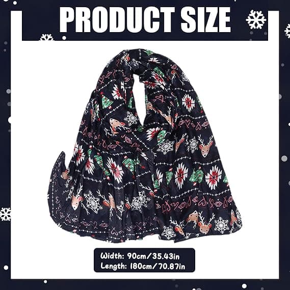 Damscarf - Jul-tema Sjal - 180x90cm - 100% Polyesterfiber - Renmönster