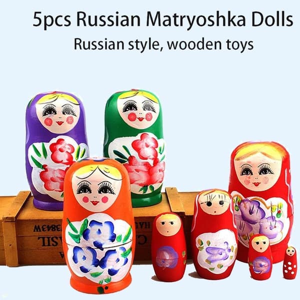 Matryoshka Doll Stylish Nesting Doll 5-piece Nesting Doll, Handmade Wooden Nesting Doll