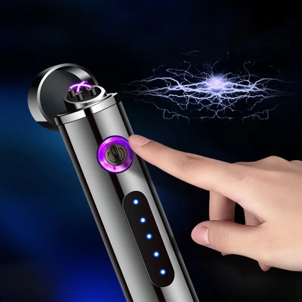Bærbar Mini USB Elektronisk Lighter Vindtæt USB Genopladelig Lighter Candle Ignition Lighter med LED Power Indicator