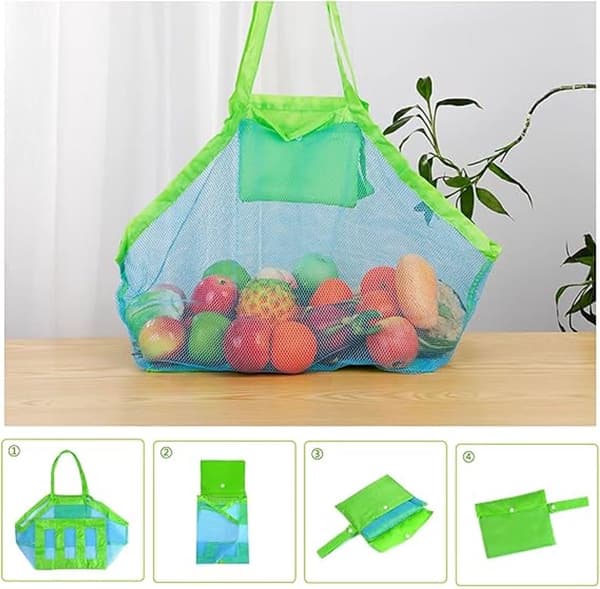 2 stk - strandtaske 45*45*30 cm mesh letvægts foldbar opbevaring egnet til børnerejser, legetøj, håndklæder og sko grøn_yu