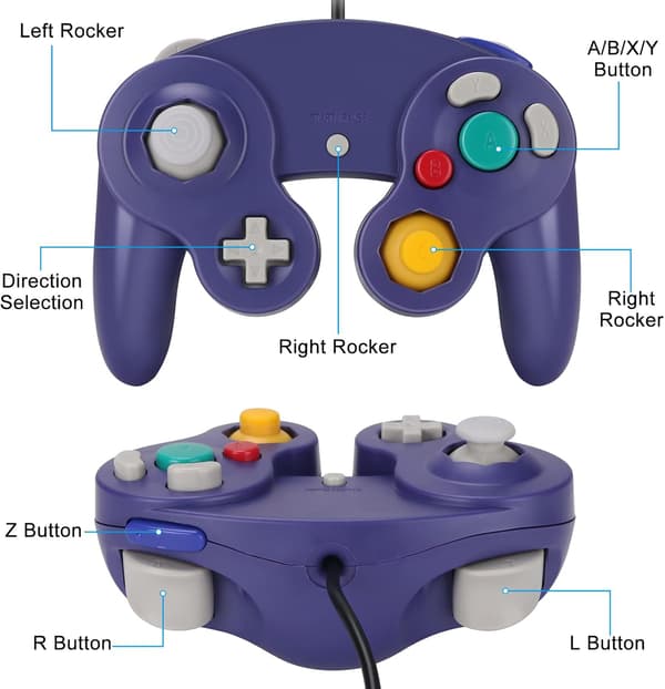 Gamecube Gamepad, 2-pakning Klassisk Gamepad med Vibrasjonsjoystick