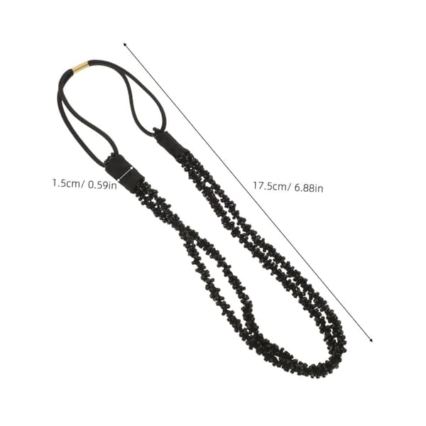 Boho Perle Elastisk Pandebånd Sort Sort