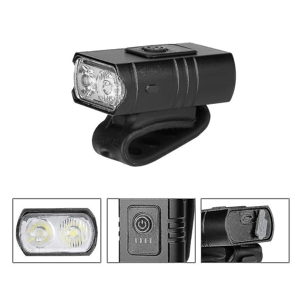 Mini Dobbelt Hoved T6 Cykellys USB Opladning Udendørs Natkørsel LED Belysning Lommelygte