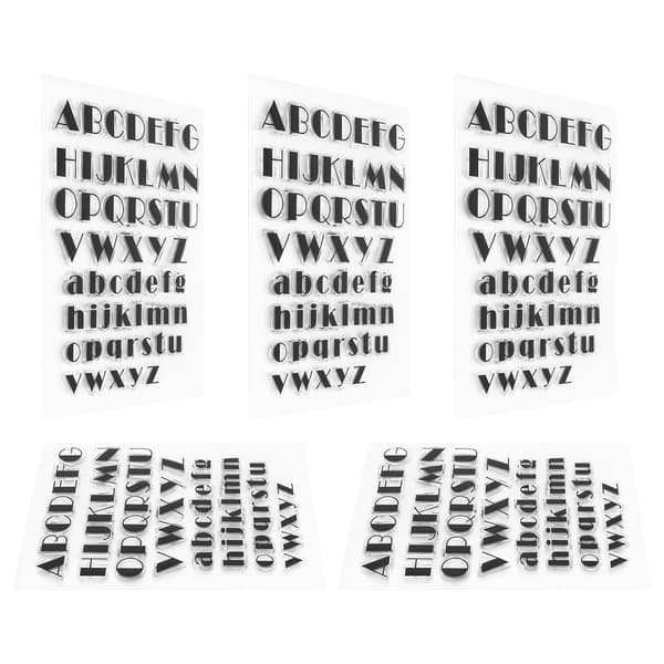 5 Pcs Transparent TPR DIY Journal Scrapbooking Alphabet Rubber Stamps Set 52 Uppercase Lowercase