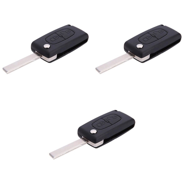 3 stk Bytte bilnøkkel 2 knapper Ekstern inngang sammenleggbar nøkkelskall Fob-deksel for Peugeot 207 307 3pcs