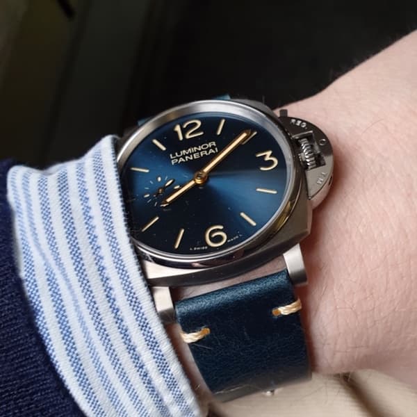 Blåt vintage læderarmbånd til ure Blå 20mm 20mm Blue