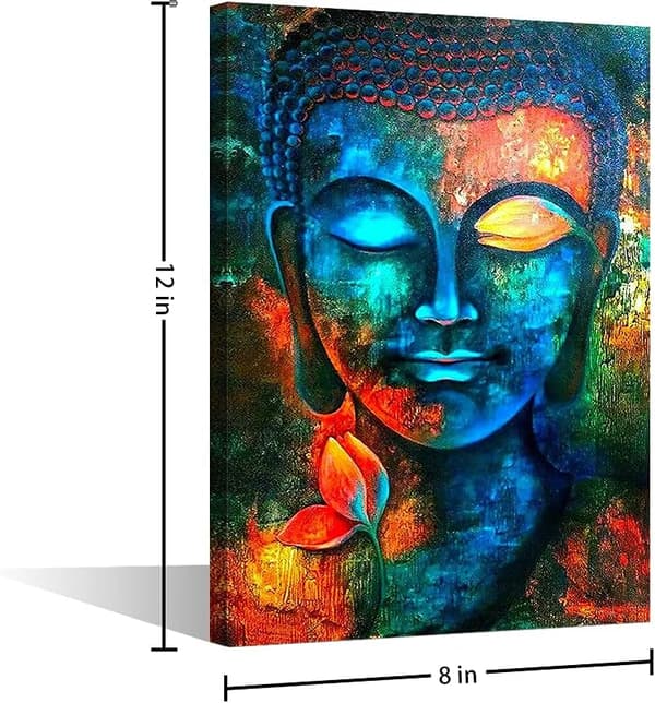 Buddhahuvud Väggdekor Indigoblå Buddha Tryck på Canvas