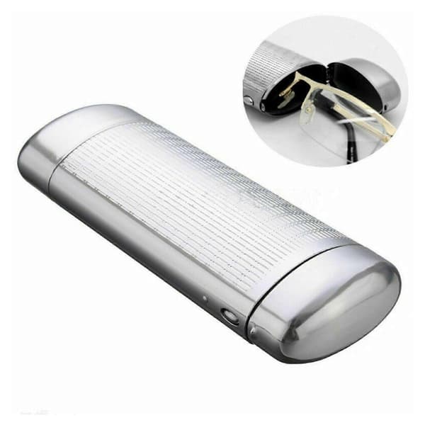 Aluminium brilleetui, metall, bærbart hardt etui for lesebriller Fg}F2{