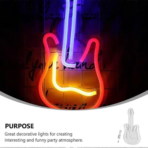 LED Neon Sign Creative Guitar Shape Light Decorative Night Light Home Decor