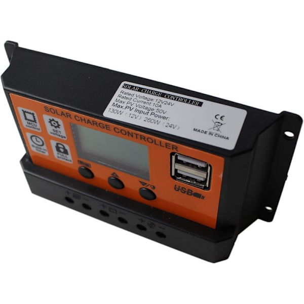 Aurinkoenergian lataussäädin, 12V/24V 60A aurinkopaneeliakun lataussäädin, kaksi USB-liitäntää, LCD-näyttö, aurinkoenergian ohjain