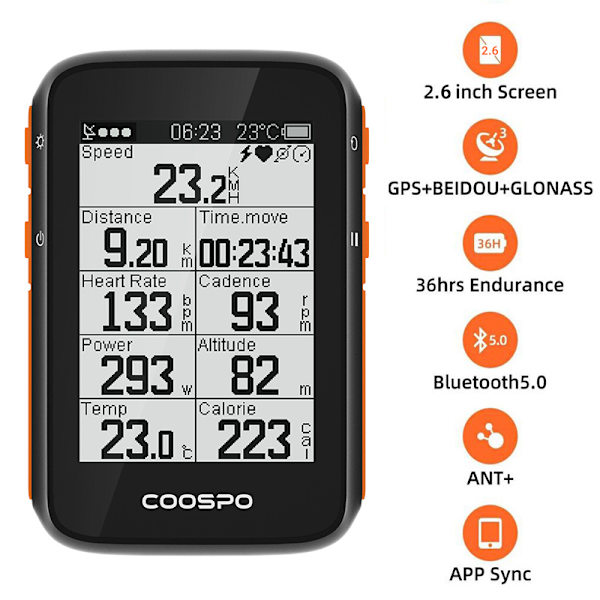 Trådløs GPS-cykelcomputer, Cykelhastighedsmåler med automatisk baggrundsbelysning, Cykling GPS-computer, Cykelcomputer med vandtæt, Kompatibel