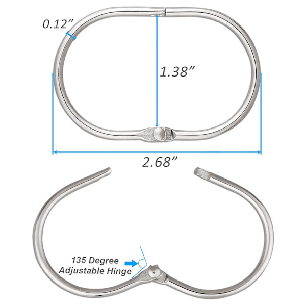 Gardinringar / Ringar för duschdraperi 12-pack Silver Silver Silver