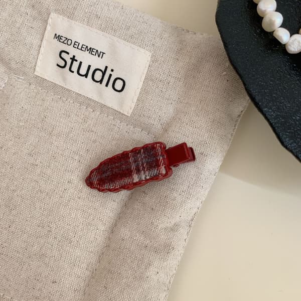 Vintage Ruudullinen Hiusklipsi Punainen Punainen Red