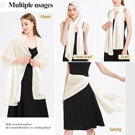 Satengsjal for kvinner Bryllupssjal Passer til aftenkjole Elegant Chic Sjal Passer til Beige Beige