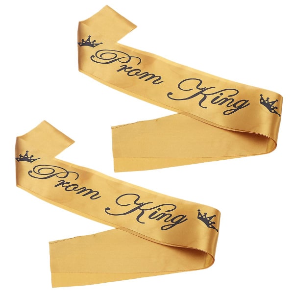 2pcs Golden Ribbon Prom King Letters Party Etiquette Shoulder Strap Bachelor Party Halloween Graduat