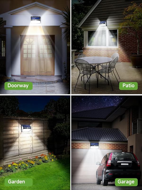 Solar Lamp Outdoor, 【318LED 2000LM】Solar Lamp Outdoor Motion Sensor, 3 Lighting Modes, IP65 (2-pack)