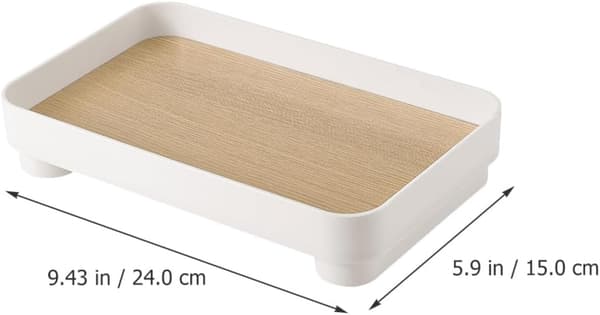 Træåre Rektangulær Smykkebakke Opbevaringsboks, Diverse Organizer til Toiletbord og Skrivebord, Parfume Makeup Displayholder