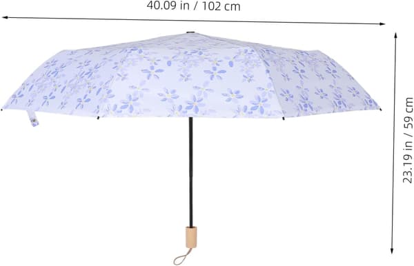 Vindtett bærbart regnparaply Trehåndtak Stort blomsterdesign Kompakt for reise