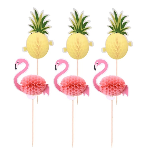 10 stk Hawaii 3D Flamingo og Ananas Kage Toppers Kage Picks Kage Dekoration Til Tropisk Sommer Hawaii Fest 10stk 10pcs