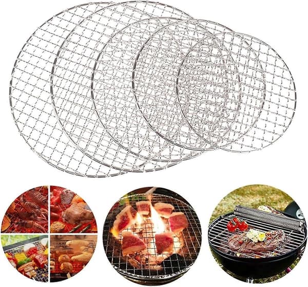 WMLBK Grillstativ, Rund BBQ-grill, Netstativ i rustfrit stål, Dampkølestativ til udendørs camping, picnicbagning