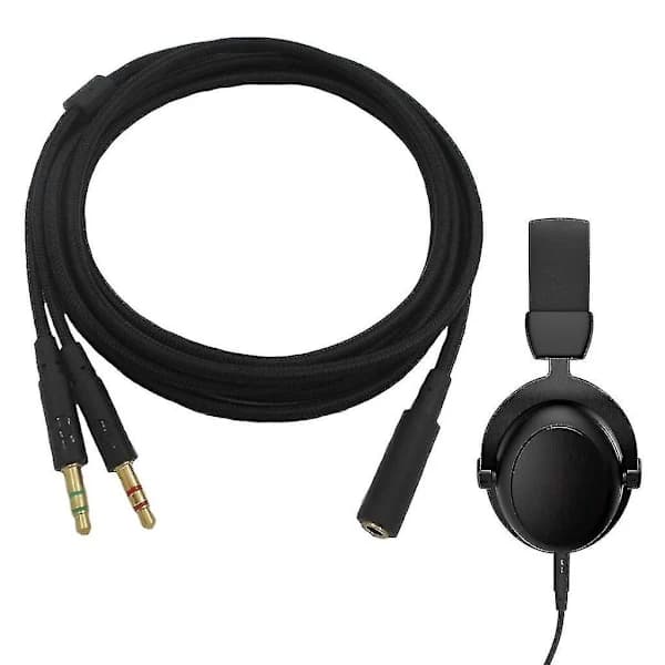 2020 Ny Erstatningskabel 3,5 mm Universal 2-i-1 Gaming Headset Lydforlengelseskabel for Hyperx Cloud II/Alpha/Cloud Flight/Core
