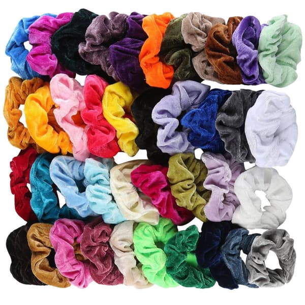 36 stk fløjls-scrunchies, hårelastikker, hårbånd multifärg multicolor