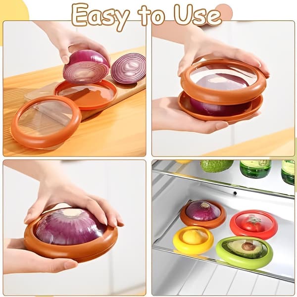 New Silicone Fruit Storage Box, 4-pack Anti-Oxidation Storage Boxes for Fruits and Vegetables