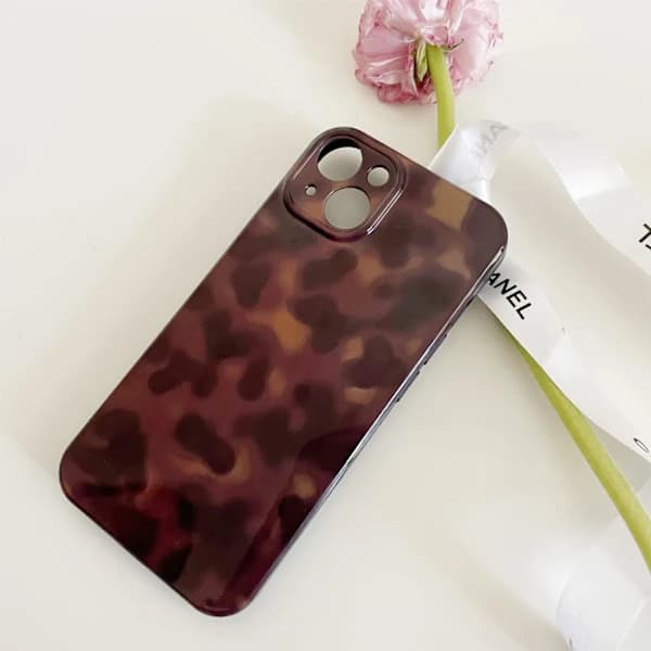 Cute Phone Case for iPhone 16 Pro Max Case Amber Leopard Full Camera Protection Slim Shockproof Aesthetic-Brown Amber
