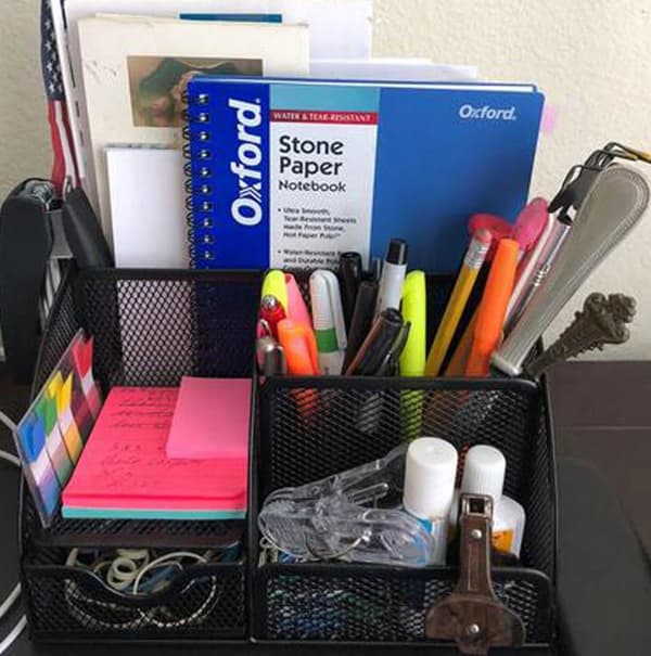 Desk Organizer 6 Compartments and 1 Drawer Black for Home Office