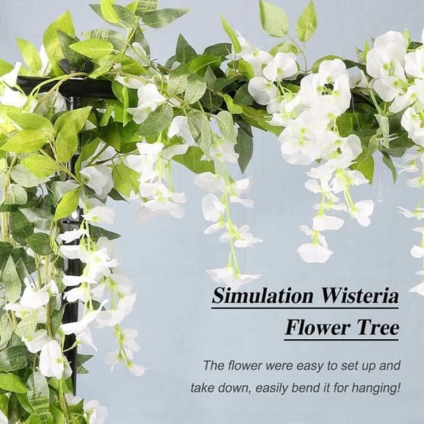Artificial Wisteria Garland - Silk - White - 2 pcs - Easy to install