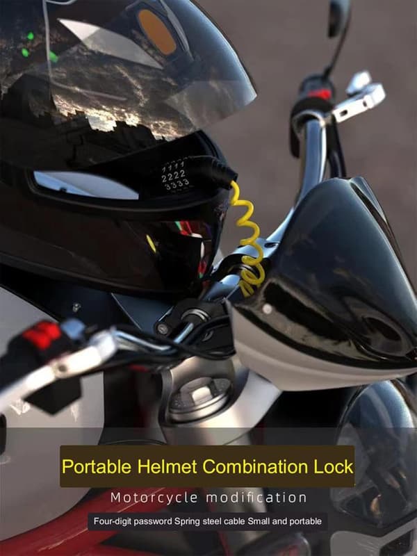 2 pcs Helmet Lock Cable Lightweight 3-Digit Combination Lock 150 cm Long Black