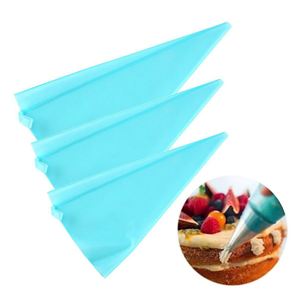 3 stk. Tpu-konditorposer i forskjellige størrelser, konditorposer til glasur, bakeposer til kaker og kjeks (blå) Blå3stk Blue 3Pcs