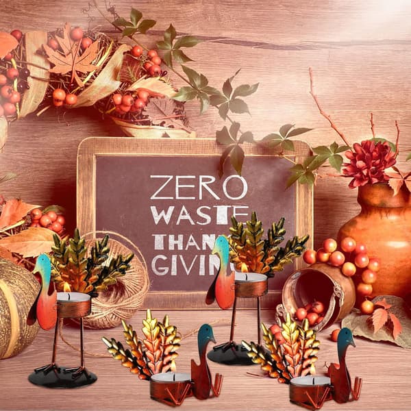 12 stykker Thanksgiving lysestaker i metall til midtpunkter