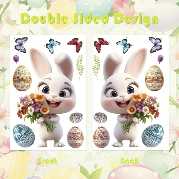 Easter Window Stickers 106 pcs 3D Rabbit and Egg Static Clings for Home, School, Office, Party Decorations