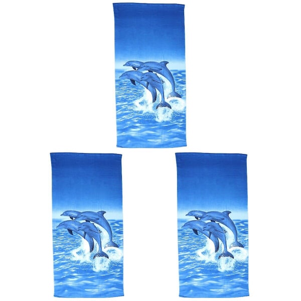 3st printed strandhandduk Snabbtorkande badlakan Vattenabsorberande Kroppshandduk (par Dolphin 3pcs 150*70CM