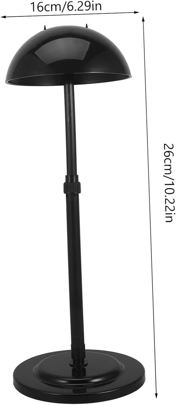 Portable Wig Stand Adjustable Height Hat Display Holder Stable Support Easy Installation Black PP Material