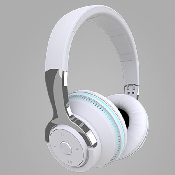 Trådløse støyreduserende hodetelefoner - Over Ear Bluetooth-hodetelefoner - Deep Bass Memory Foam Ørekopper,Bluetooth 5.1 Chip (Hvit)
