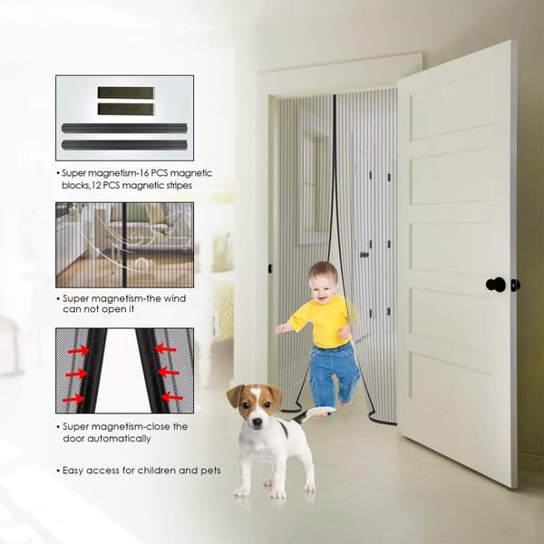 Magnetic Insect Screen, Black 80x210cm, Self-Closing, Child & Pet Friendly, Keeps Insects Out