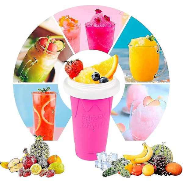 Slushie Cup Slushy Maker Ice Cup Silicone Cup Pinch Cup Summer Cooler Smoothies Cup Double Layer Press Cup Slush Maker Cup Smoothie Cup