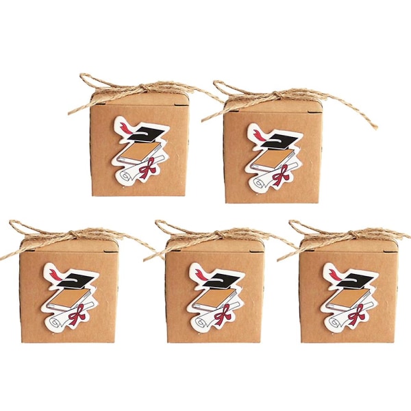 20st Vintage Kraftpapper Graduation Candy Treat Boxes Presentaskar med doktorandtag för examen P 20pcs