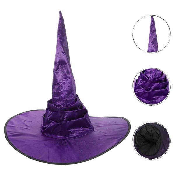 Heksehatt stoff Halloween heksehatt til dekorasjon 4 stk lilla kostymefest