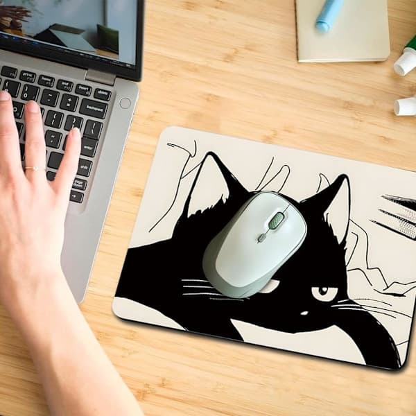 Funny mouse pad with cute cat print, rectangular, personalized mouse pad, non-slip mouse pad, small office computer mouse pad 24