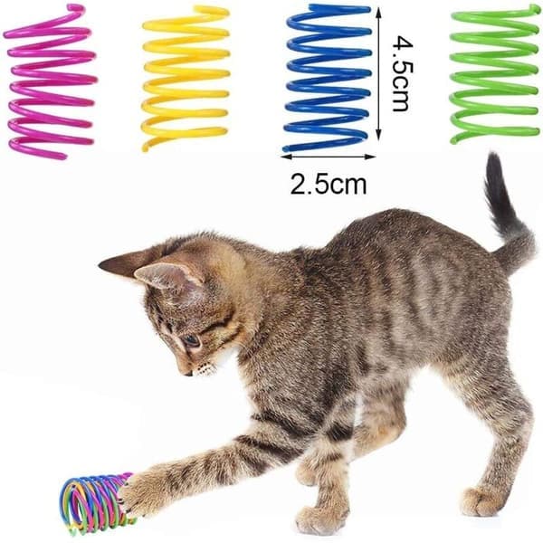 Cat Spring, 32 Cat Springs, Color Spiral, Cat Interaction, Attracts Cat's Attention, Withstands Cat Bites, Bouncing, Chasing Play